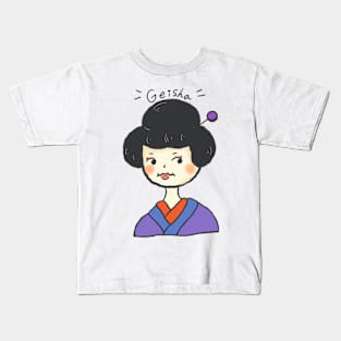 Pop Vintage Japanese Geisha Kimono Girl Art Logo Aesthetic Tattoo Japan Samurai Kids T-Shirt